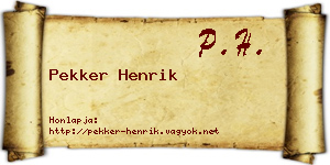 Pekker Henrik névjegykártya